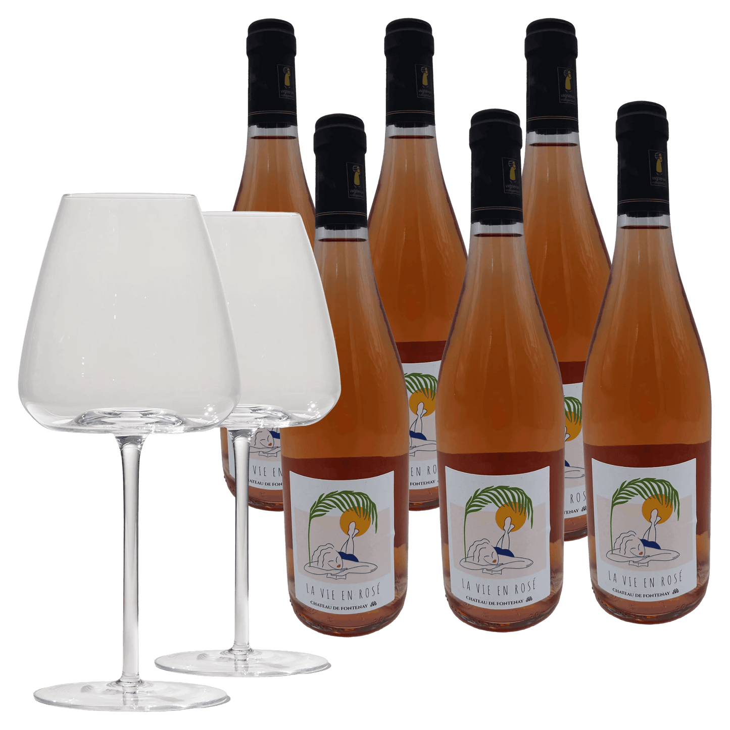 6 fl. La Vie en Rosé + 2 stk. Brilliant Blanco Glas