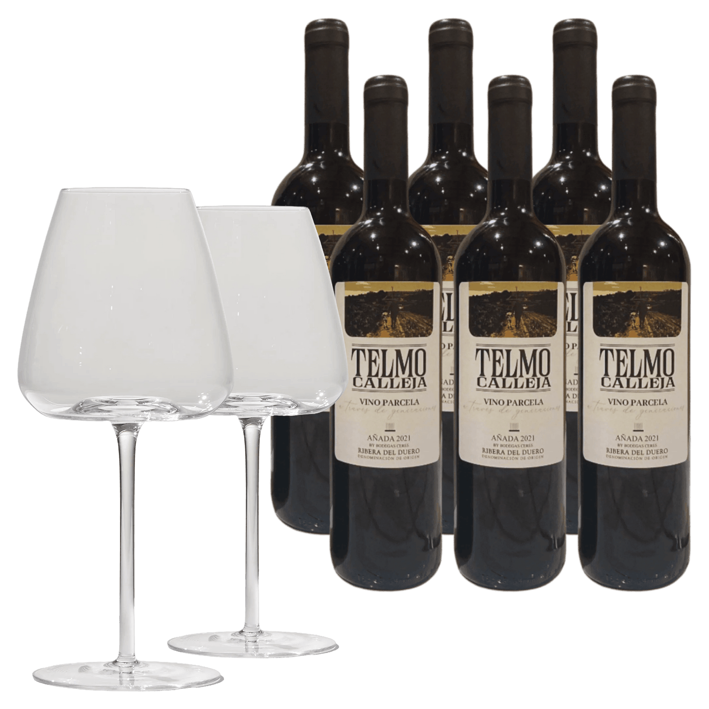 6 fl. Telmo Calleja 2023 + 2 stk. Bold Bourgogne Glas