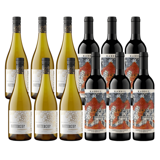 6 Buttercup Chardonnay Hvidvin & 6 Rabble 2023 Cabernet Sauvignon Whiskystack