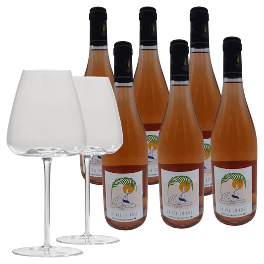 6 fl. La Vie en Rosé + 2 stk. Brilliant Blanco Glas