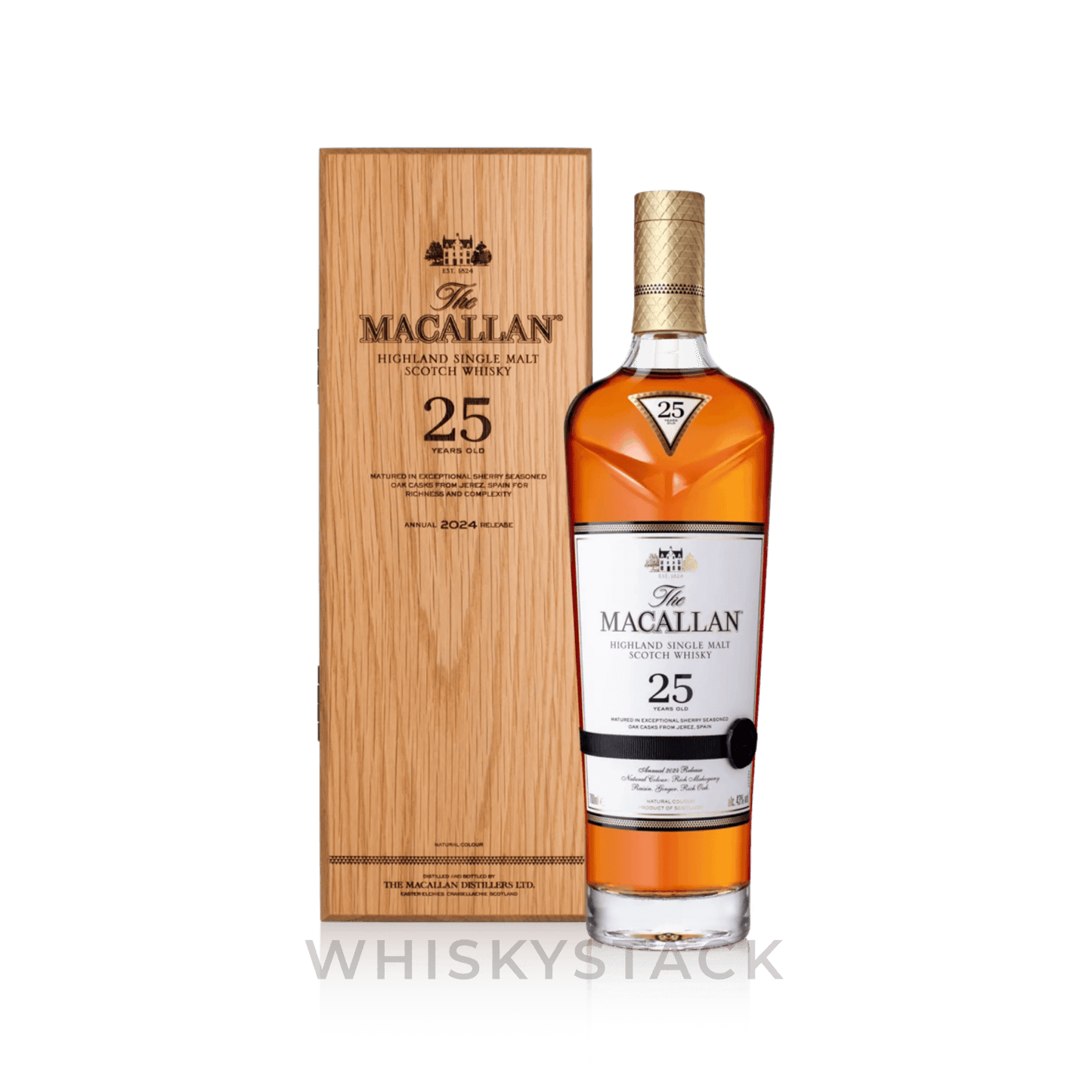 The Macallan Sherry Oak 25 Years Old – 2024 Release Boks og Flaske