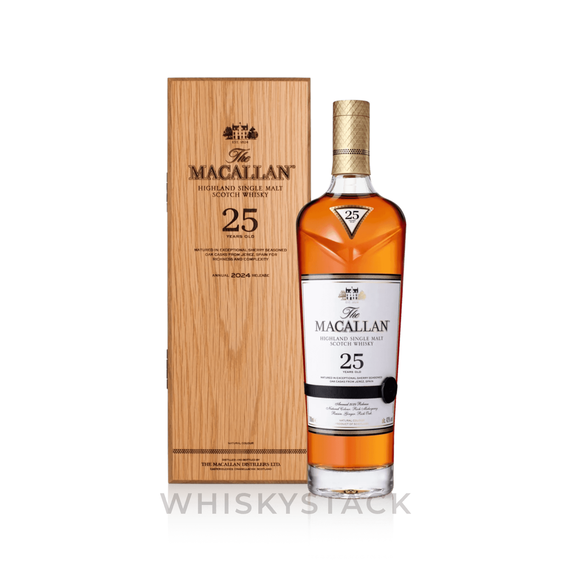 The Macallan Sherry Oak 25 Years Old – 2024 Release Boks og Flaske