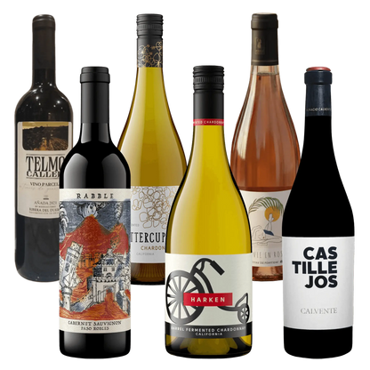 Smagspakke med La Vie en Rosé, Rabble Cabernet, Buttercup Chardonnay, Telmo Calleja, Harken & Castillejos på Whiskystack