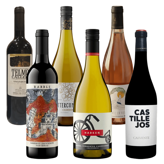 Smagspakke med La Vie en Rosé, Rabble Cabernet, Buttercup Chardonnay, Telmo Calleja, Harken & Castillejos på Whiskystack