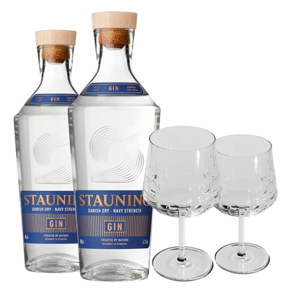 2 fl. Stauning Navy Strength Gin + 2 stk. GRATIS The Mancave Blend Gin Glas