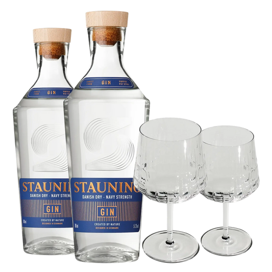 2 fl. Stauning Navy Strength Gin + 2 stk. GRATIS The Mancave Blend Gin Glas