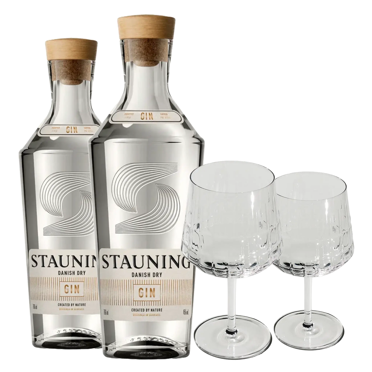 2 fl. Stauning Dry Gin + 2 stk. GRATIS The Mancave Blend Gin Glas
