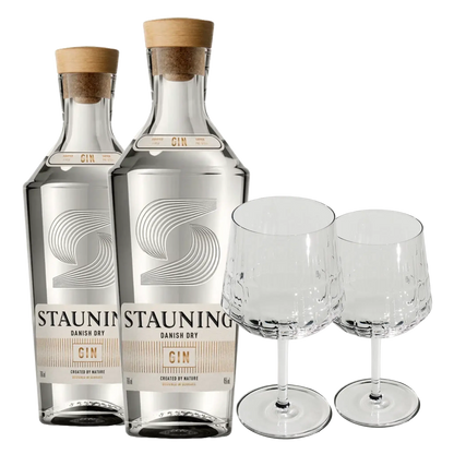 2 fl. Stauning Dry Gin + 2 stk. GRATIS The Mancave Blend Gin Glas