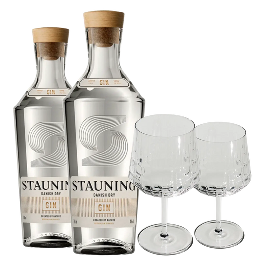 2 fl. Stauning Dry Gin + 2 stk. GRATIS The Mancave Blend Gin Glas