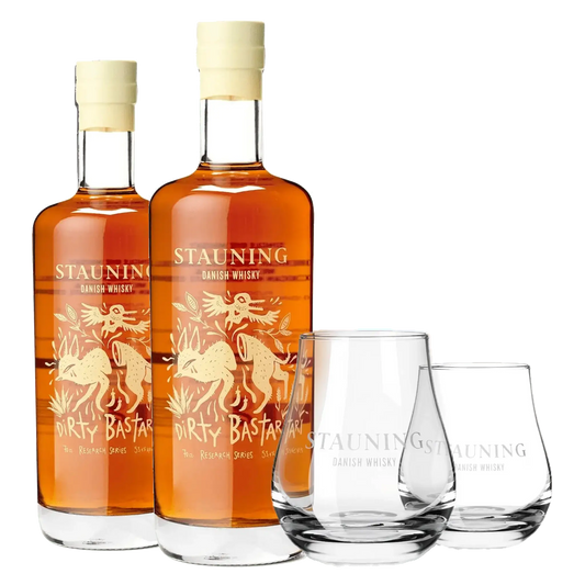 2 fl. Stauning Dirty Bastard + 2 stk. GRATIS Stauning Whiskyglas