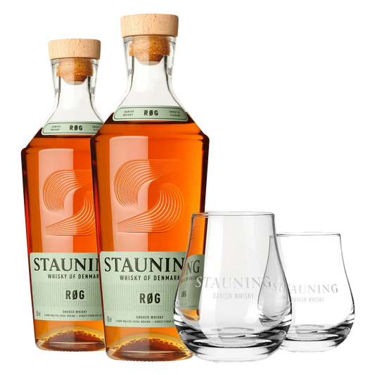 2 fl. Stauning RØG + 2 stk. Stauning Whiskyglas