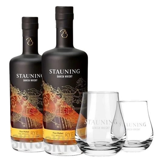 2 fl. Stauning RYE + 2 stk. Stauning Whiskyglas