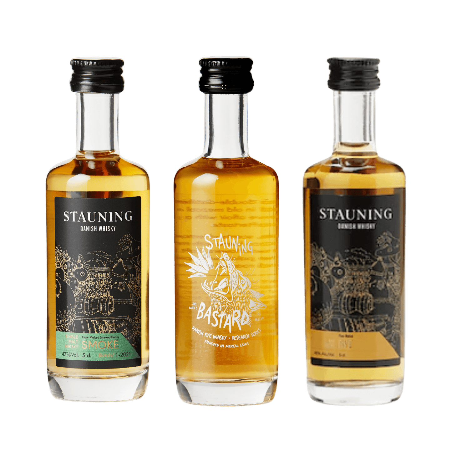 Stauning Whisky Smagsæt – Smoke, Bastard og Rye